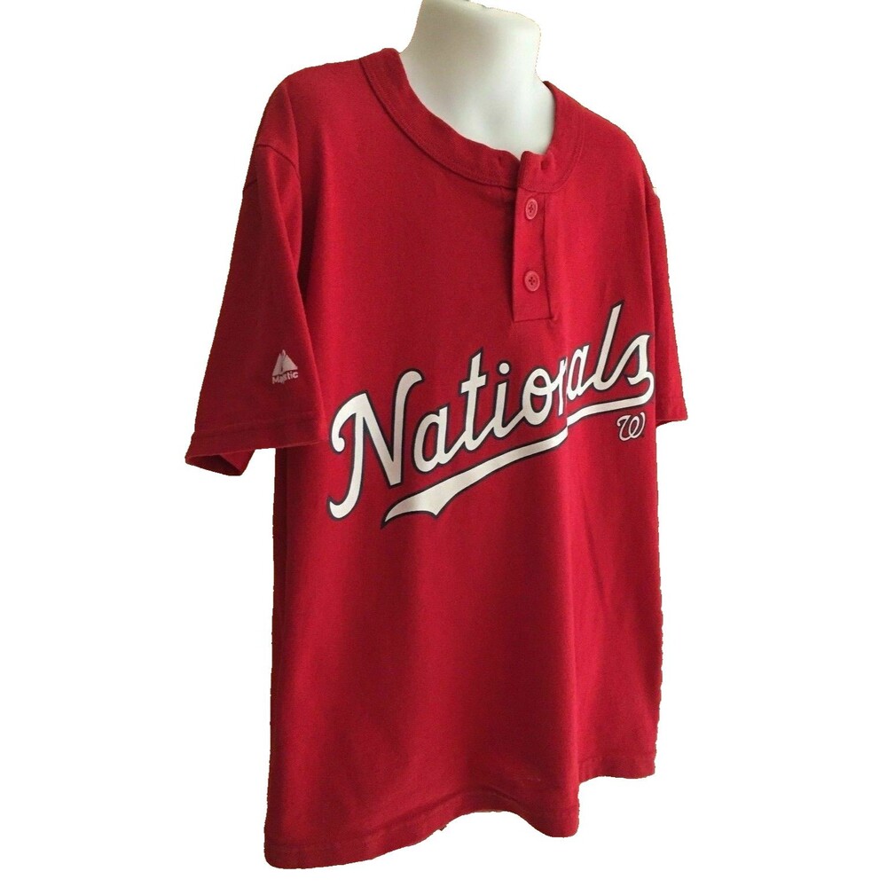 Washington Nationals Majestic 2 Button Replica Jersey T-shirt Size Youth Medium